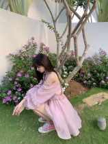 Your spicy halo lala guardian little jade rabbit smoke pink one-shoulder dress female summer dress fairy skirt