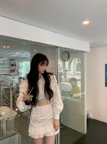 halo lala cloud cream cupcake shirt set womens spring and autumn 2021 new skirt two-piece set