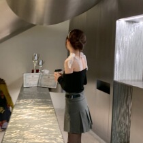 Lala hottie bi into the wild leather buckle high waist thin pleated skirt A-line skirt College style age-reducing skirt