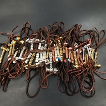 Tibetan culture play Tibetan handmade white yellow Lima copper copper counter beads rosary accessories a pair of Tibetan style string