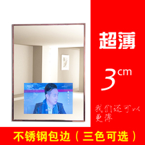 Smart TV multimedia mirror Hair shop Hair salon mirror table Beauty salon Barber shop Mirror table Stainless steel edging