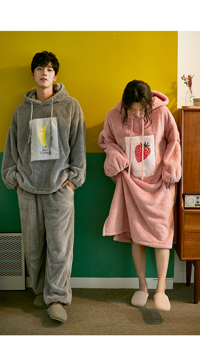 Bộ đồ ngủ nhung san hô mùa đông nữ dễ thương hoạt hình nữ kích thước lớn flannel váy ngủ nữ mùa đông dịch vụ nhà phiên bản Hàn Quốc váy ấm áp cho mùa đông
