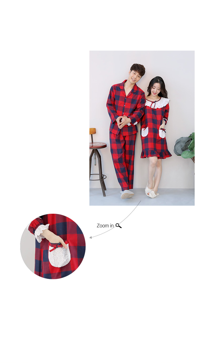 Tunearirl phiên bản Hàn Quốc của bộ đồ ngủ đôi mùa xuân và mùa hè cổ điển lưới cưới cotton dễ thương phù hợp với nam áo choàng mùa đông