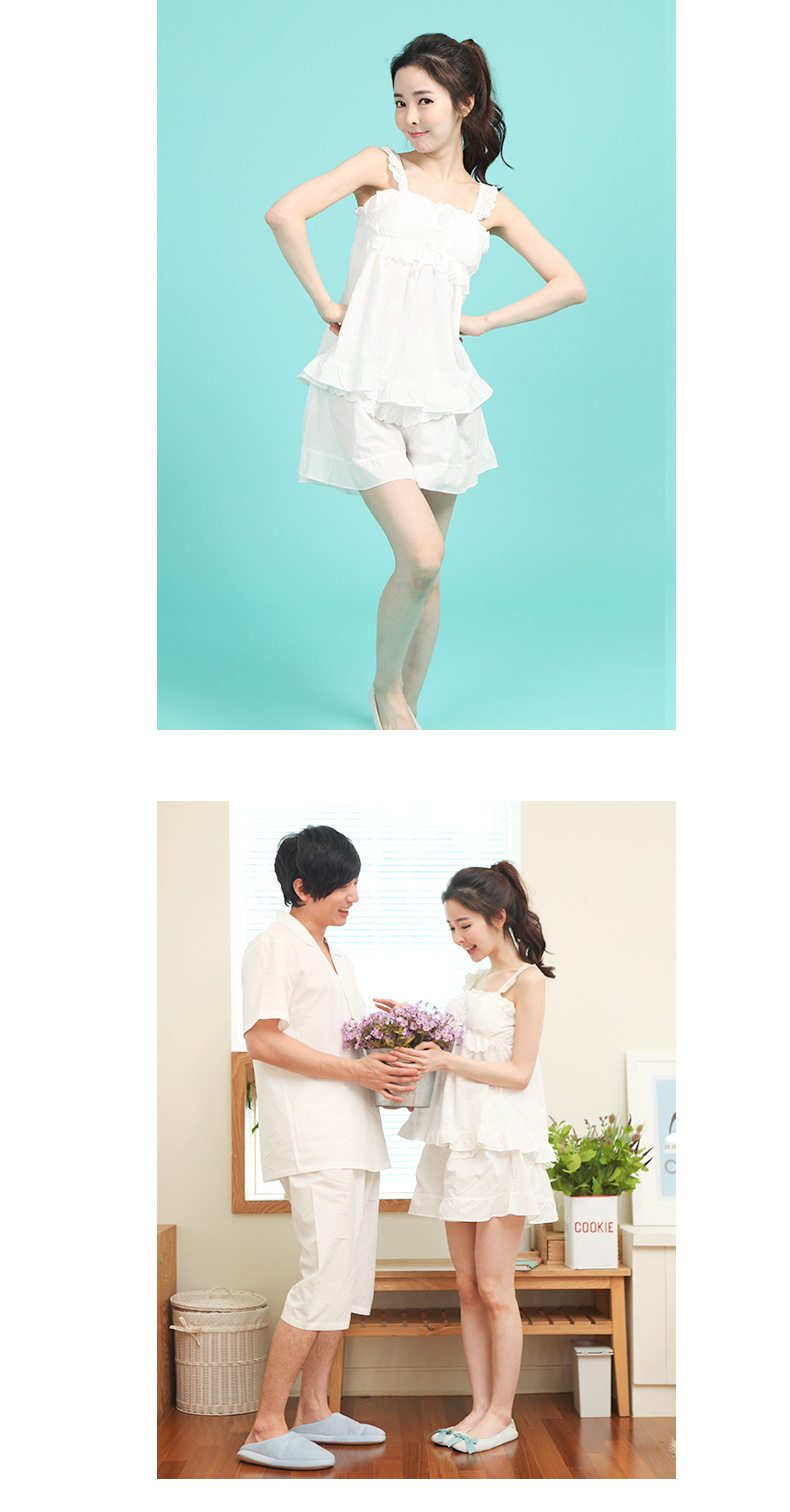 Bananagirl Hàn Quốc phiên bản của vài bộ đồ ngủ phù hợp với mùa hè bông dây đeo ngực pad nightdress người đàn ông và phụ nữ dễ thương dịch vụ nhà nội y cao cấp