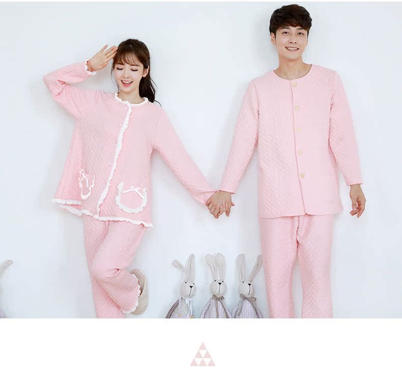 Bộ đồ ngủ của cặp đôi người Hàn Quốc Bộ đồ ngủ phụ nữ mùa đông nam dịch vụ tại nhà ấm áp bộ đồ ngủ đồ bộ mặc nhà cao cấp