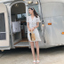 Ovia 2018 mùa hè của phụ nữ new retro lãng mạn Pháp thanh lịch điểm sóng ngắn tay áo Slim dress váy đầm