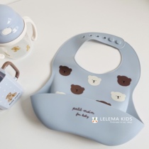 LLM Japanese petit main infant and toddler cartoon super soft food supplement bib waterproof silicone baby rice bag