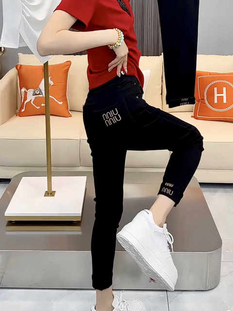 Plus Size Women's Retro High-Waisted Skinny Jeans, New Autumn Style, Plus Size Stretchy Tight Pencil Cropped Pants