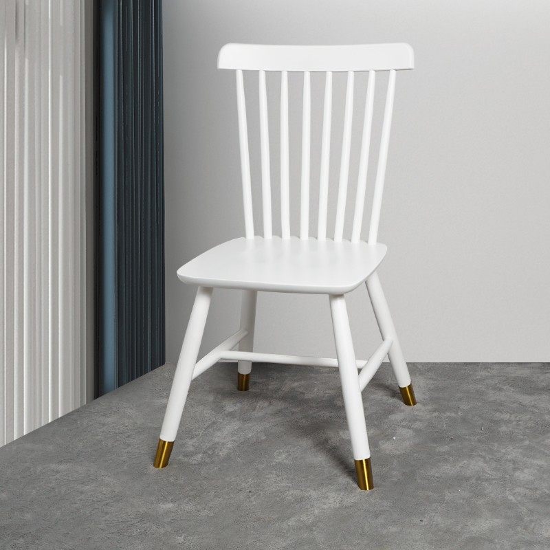 Nordic all solid wood chair Windsor chair modern minimalist home back chair leisure chair light luxury black dining chair