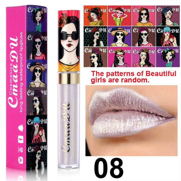 Pearlescent Chameleon Diamond Glitter Lip Gloss Trang điểm Âu Mỹ Metallic Halloween Nightclub Dark Gothic Lipstick Gilt - Son bóng / Liquid Rouge