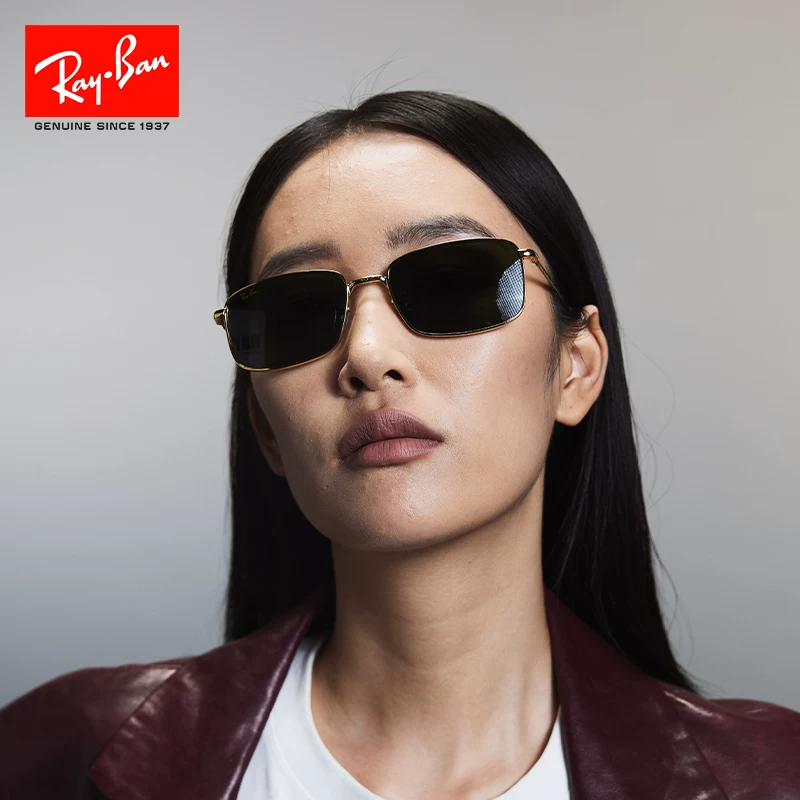 Солнцезащитные очки Ray-Ban Ray-Ban sunglasses sunglasses металлические старомодный стиль узкая оправа мужские и женские прямоугольные ретро солнцезащитные 0RB3717