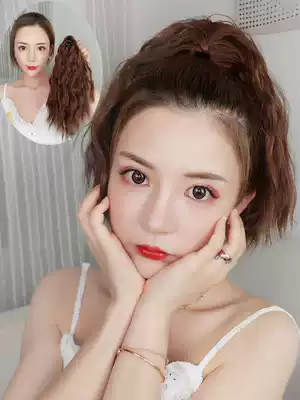 Wig female ponytail short grab clip corn hot fake ponytail hair net red twist braid natural pear hair tail