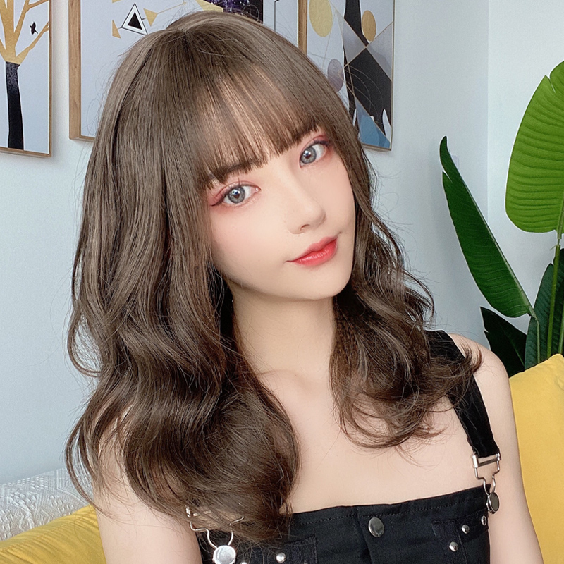 Princess Li wig female short curly hair natural girl medium and long hair wool curly headgear Qi bangs short clavicle hair