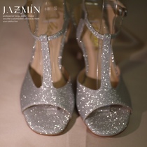 T-shaped silver flash retro Argentinian tango tango dance shoes cowhide outsole retro multi-color sheepskin 2023 stiletto heel