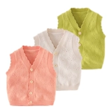 Детский свитер, осенний жилет подходит для мужчин и женщин, трикотажный кардиган для девочек для раннего возраста, V-образный вырез