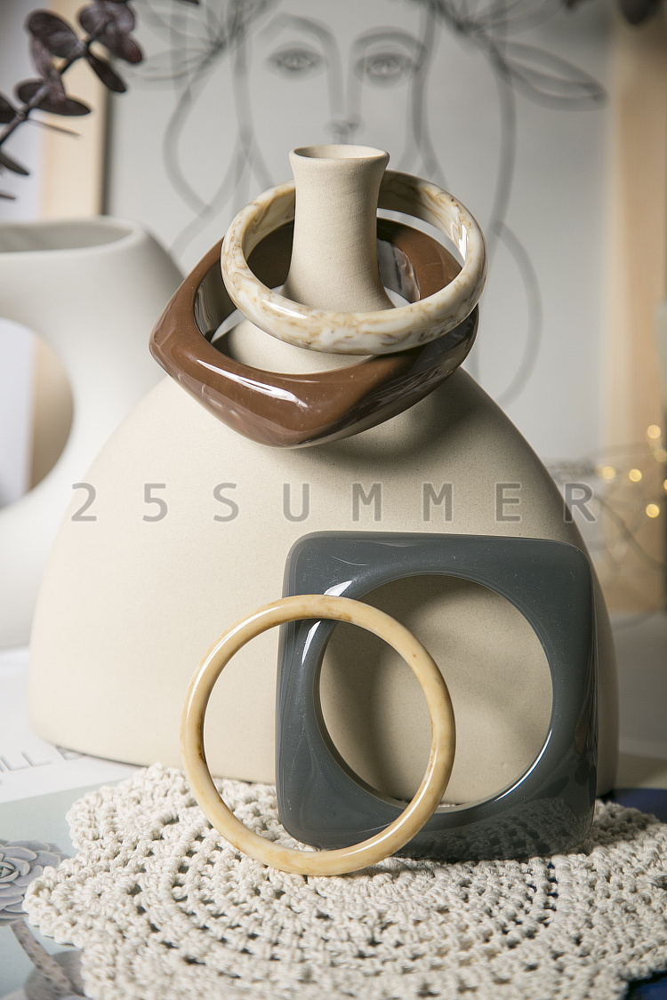 [25SUMmer] cảm giác nghệ thuật Morandi màu xám xám cao smudge in phong cách vòng đeo tay nhựa vòng tay ngọc trai