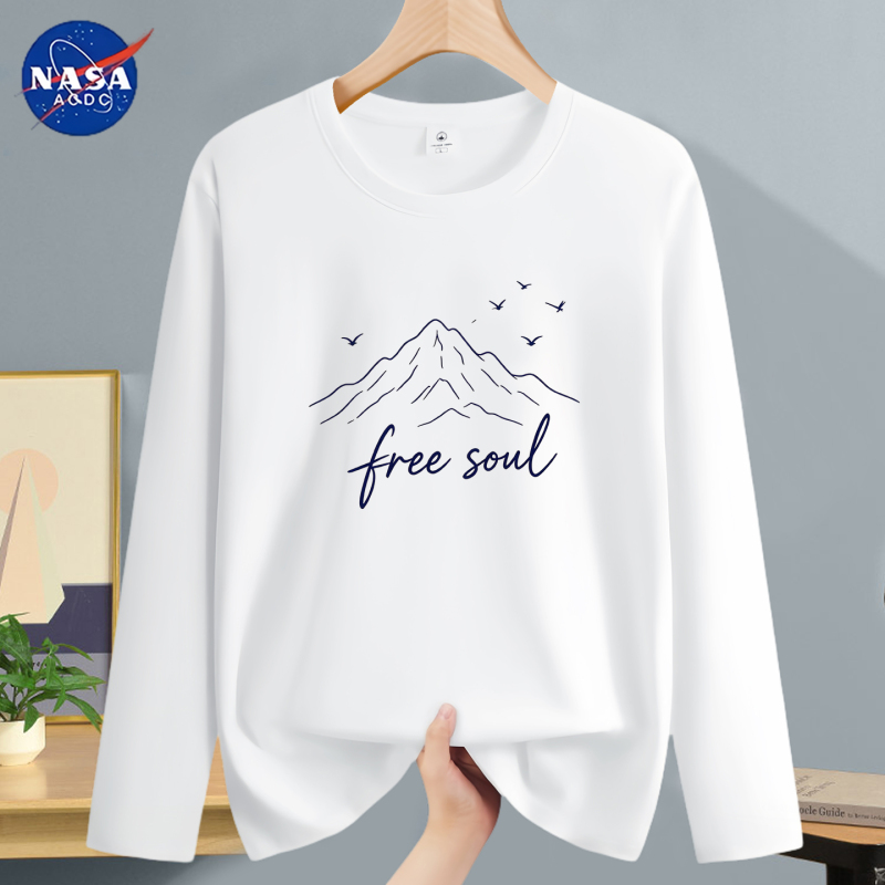 Nasa Co-Branded Heavyweight 260g Pure Cotton Long-Sleeve T-Shirt for Men, 2026 New Style Top for Spring and Autumn, Inner Layer Base Shirt Nasa Co-Branded Heavyweight 260g Pure Cotton Long-Sleeve T-Shirt for Men, 2026 New Style Top for Spring and Autumn, Inner Layer Base Shirt