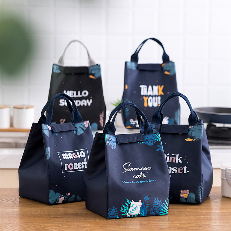 Lunch box handbag thickened aluminum foil insulation refrigerated bag Canvas student office worker packed lunch with vegetables Bento bag
