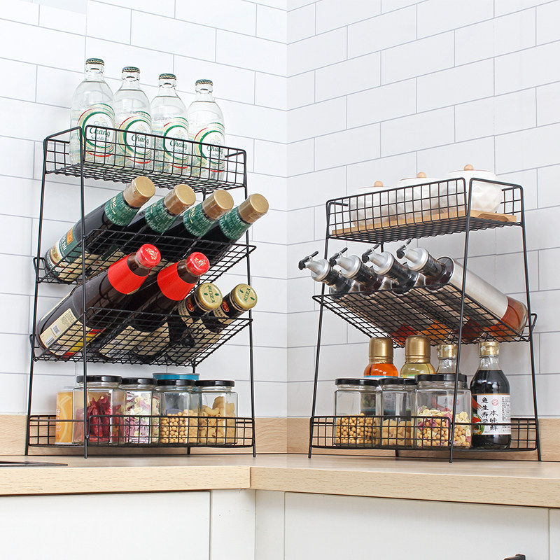 Stainless steel kitchen rack floor multi-layer storage rack household microwave oven rack pot oven rack cabinet