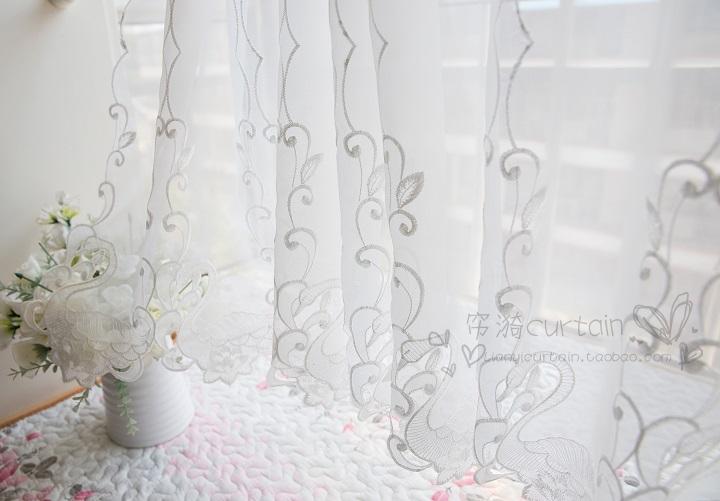 Swan rỗng thêu cà phê rèm mục vụ Hàn Quốc ngắn nửa màn rèm màn rèm phân vùng tủ bếp rèm sợi - Phụ kiện rèm cửa thanh nhôm treo rèm cửa