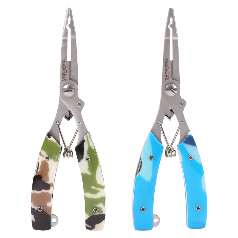 Fishing house open small double circle Luya pliers camouflage 16cm 120g cut PE line stainless steel pliers hook pliers