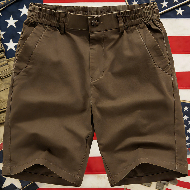 European Style Heavy Cotton Work Shorts for Men, Summer Loose Fit, Large Size, Brown Cargo Shorts