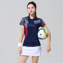  Spring and summer new badminton suit suit womens short-sleeved quick-drying sports competition training team uniform jersey custom printing