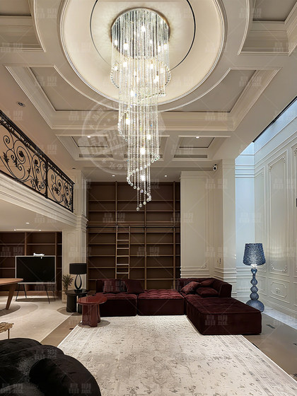 Modern Minimalist Duplex Living Room Chandelier, Staircase Long Chandelier, Luxury Villa Hollow Building Light Luxury Crystal Lighting Fixtures