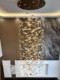 Modern Light Luxury Leaf Crystal Pendant Chandelier for Stairwell, Exhibition Hall, Clubhouse, Art Decoration, Living Room Lighting Fixtures