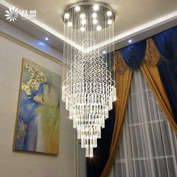Staircase Chandelier Loft New Chinese Style Crystal Long Chandelier Small Duplex Staircase Villa Living Room Open Space Large Chandelier
