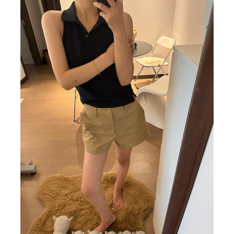 Mermaid 2025 New Summer Urban Narrative American Straight-Leg Workwear Khaki Shorts for Women 2026 New Outerwear