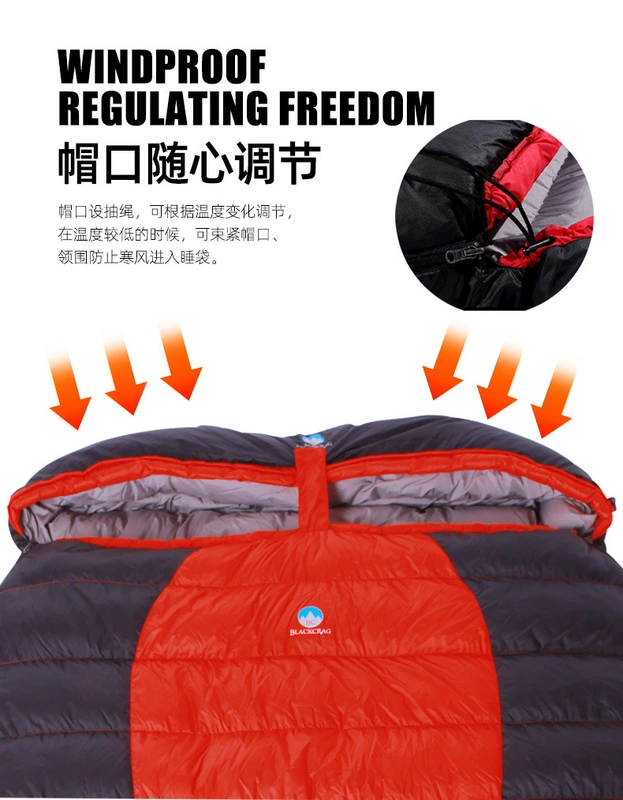 túi ngủ giữ ấm BlackCrag/Black Rock và Tilian Cắm Trại Ngoài Trời Đôi Phong Bì Xuống Túi Ngủ 800 Puff Ngỗng Trắng Xuống may túi ngủ túi ngủ có mùng