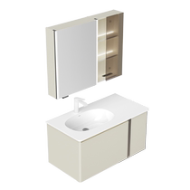 Jomoo Bathroom Modern Light Luxury Bathroom Cabinet Combination Sensor Light Mirror Washing Dressing Table Rock Slab Seamless Splicing Basin