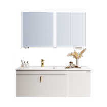 (Customised) Nine Pastoral Bathroom Bath Cabinet Modern Minimalist Washroom Washbasin Cream Washbasin Cream Wind Integrated Basin