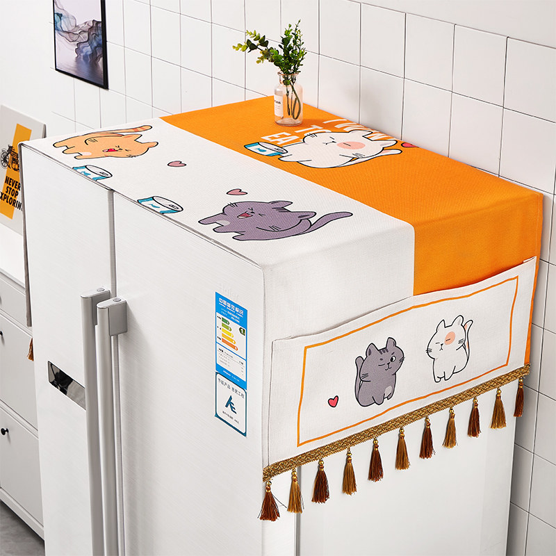 Nordic style refrigerator cover cloth top dust cover oil-proof double door single door cover towel net red washing machine dust cloth