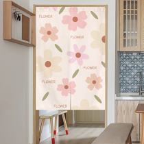 Nordic Broken Flowers Door Curtain Home Inins Partition Curtain Free of perforated bedrooms Half-curtain Dormitory Small Fresh Cloth Art Hanging curtain