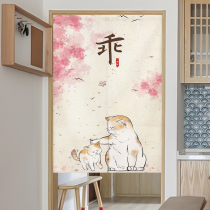 Chinese Cat Mitten Door Curtain Home Cloth Art Partition Curtain Free of perforated bedroom Half-curtain kitchen shelter curtain Decorative Hanging Curtain