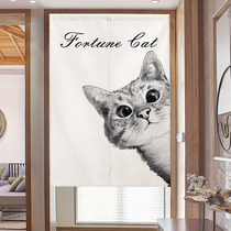 Cute Kitty Bedroom Door Curtain Toilet Partition Curtain Free of perforated Magic sticker hanging curtain Home Kitchen Cloth Art half-curtain