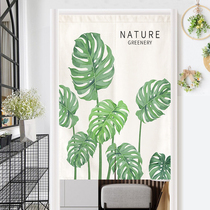 Nordic Air Door Curtain Green Planting Cloth Art Partition Curtain Bedroom Living Room Sheltering Privacy Semi-Cut Curtain Free Stiletto Cloth Curtain