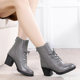 ເກີບຫນັງແທ້ຂອງແມ່ຍິງ hollow spring new 2024 versatile short boots thick heel British style Martin boots women's shoes spring and autumn single boots