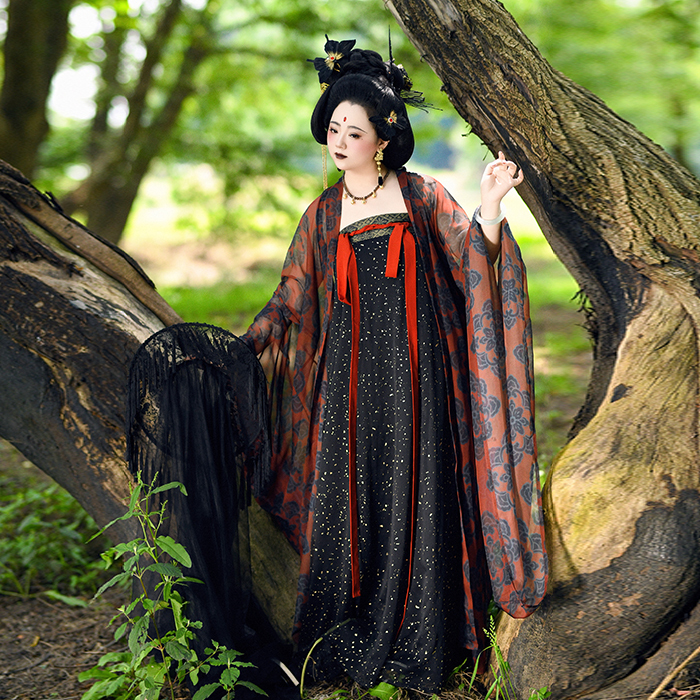 【Jiajiegutian】【Changtian】Original Tang-Style Chest-Length Split Skirt, Layered Skirt, Hanfu, Fifth Dynasty Large-Sleeve Shirt