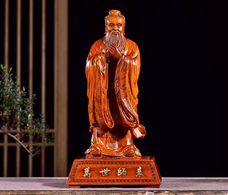 花梨木雕孔子孔夫子雕像摆件家居学校办公装饰红木工艺品教师送礼