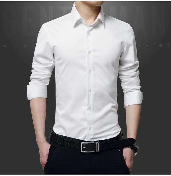 Áo sơ mi nam trung niên phần mỏng Phiên bản Hàn Quốc của áo sơ mi mùa thu dài tay áo sơ mi màu tối áo sơ mi cộc tay