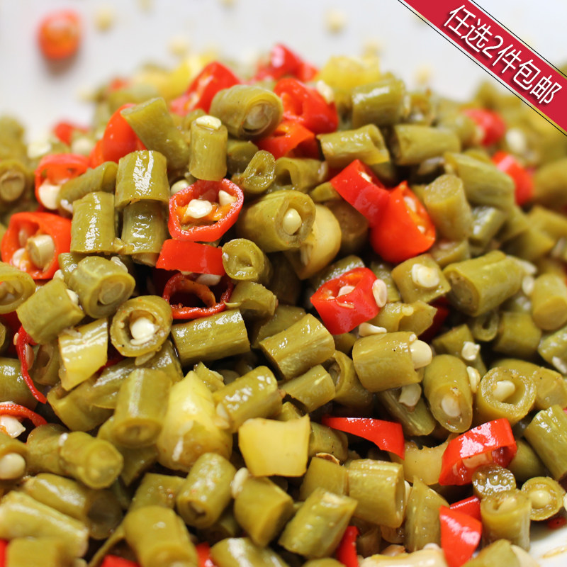 Guizhou sour bean horns horseradish spicy bean-shaped bean leftover rice dish 500 gr (whole store optional 2 pieces)