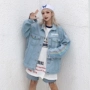 Calmmind 19SS Rainbow Letter Quần áo denim Nam và nữ Loose Print Áo khoác được giặt - Cao bồi phong cách thời trang nam