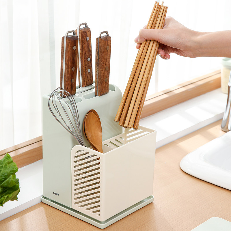 FaSoLa Household Sub-Lattice Cutter Chopstick Cage Combined Containing Box Kitchen Chopsticks Silo Spoon Drain