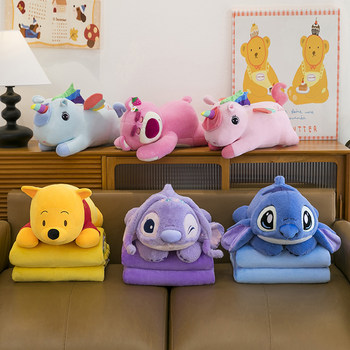 Cartoon plush toy pillow quilt dual-purpose three-in-one air conditioner quilt pillow car cushion pillow nap doll