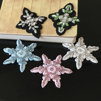 Customize 2017 winter new handmade nail beads snowflake fabric with heavy work clothes DIY accessories Decorative Patches
