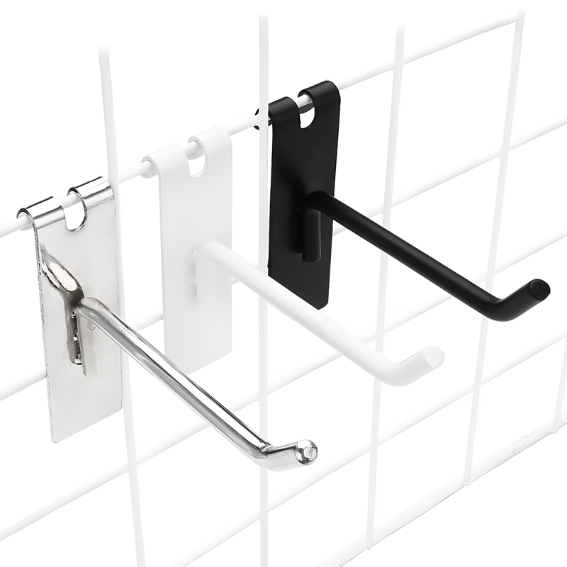 Grid Hooks, Iron Sheet Bending, Mesh Hooks, Hanging Mesh Panels, Black and White Hooks, Jewelry Store, Supermarket Shelves, Thickened Heavy-Duty Hooks