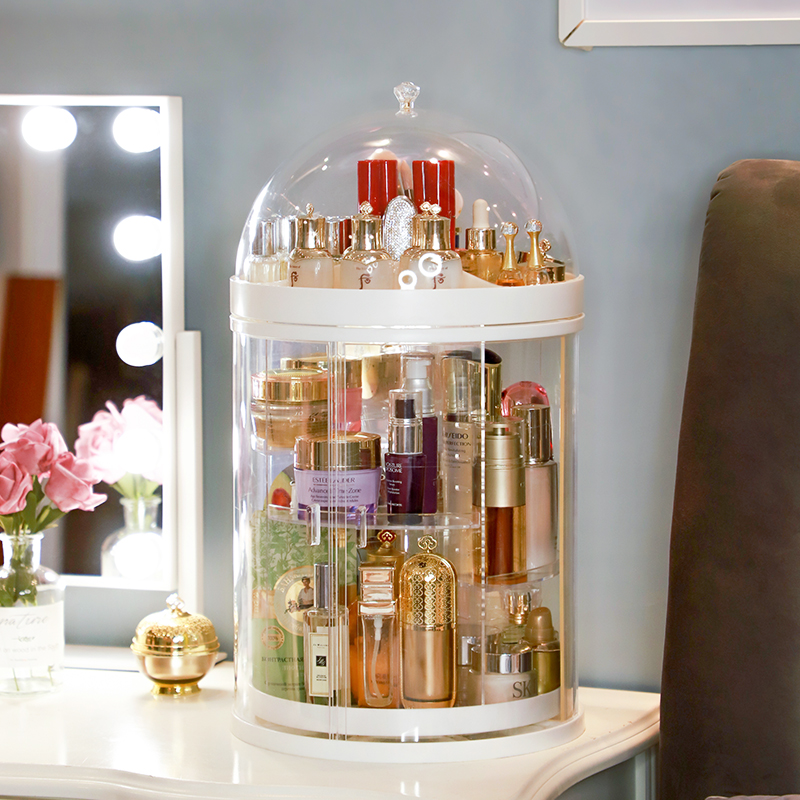 Dust-proof cosmetics collection rack Desktop rotation cosmetic table containing box large-capacity skin care products perfume shelf